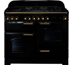 RANGEMASTER  Classic Deluxe 110 Dual Fuel Range Cooker - Black & Brass